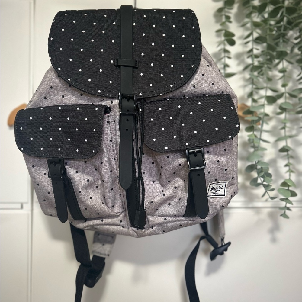 Herschel Supply Company Dawson Black and Gray Backpack with Polka Dots - Picture 1 of 9